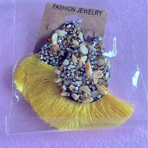 Bright Yellow Tassel Earrings! New In Box
